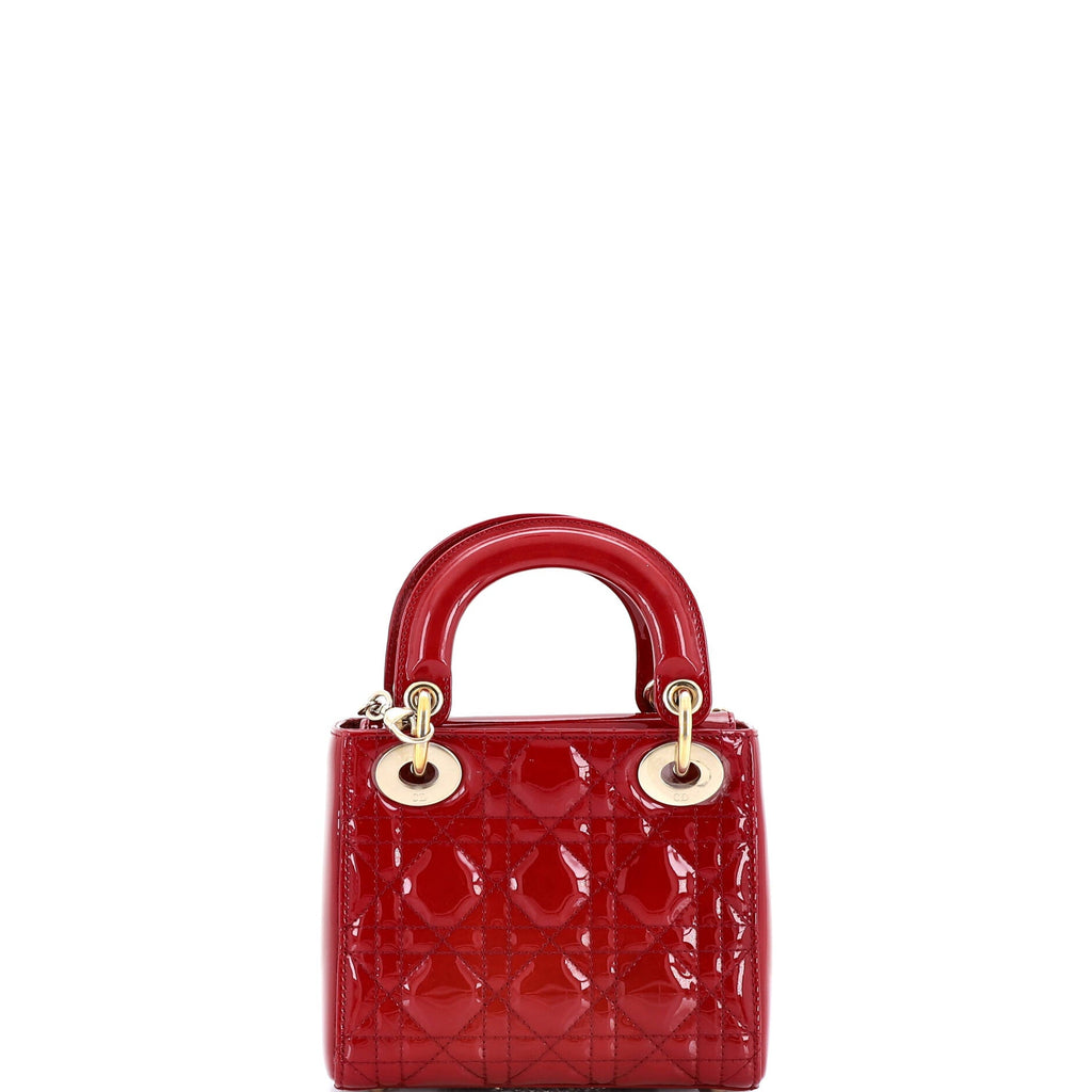 Lady Dior Chain Bag Cannage Quilt Patent Mini