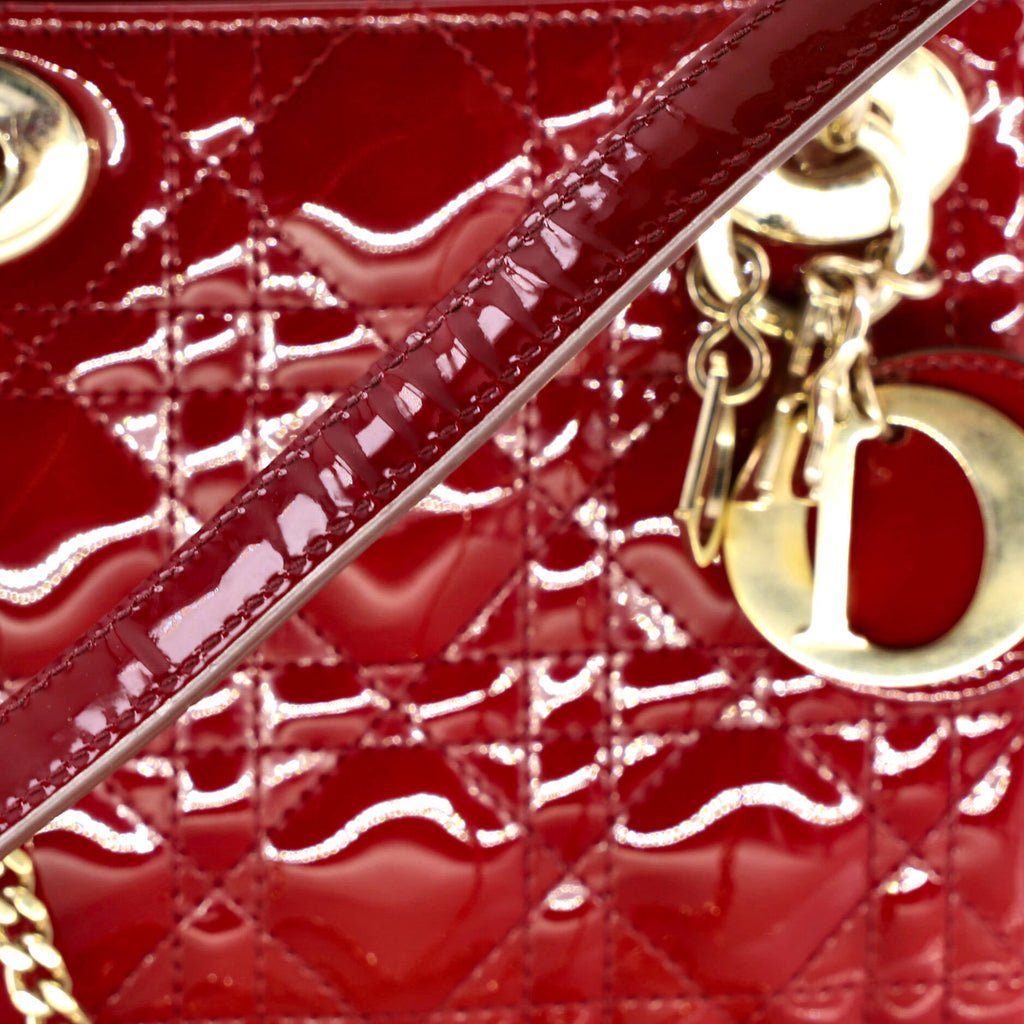 Lady Dior Chain Bag Cannage Quilt Patent Mini