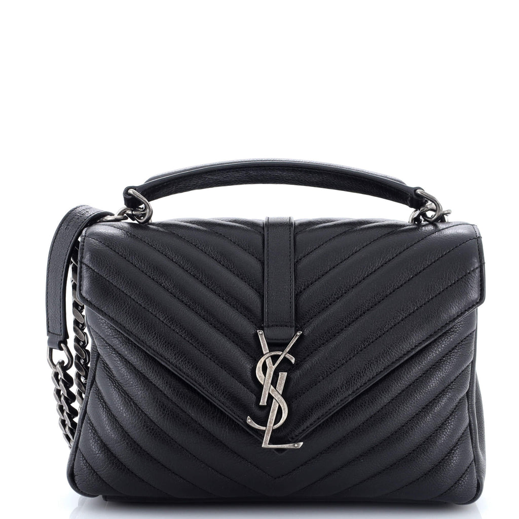 Classic Monogram College Bag Matelasse Chevron Leather Medium