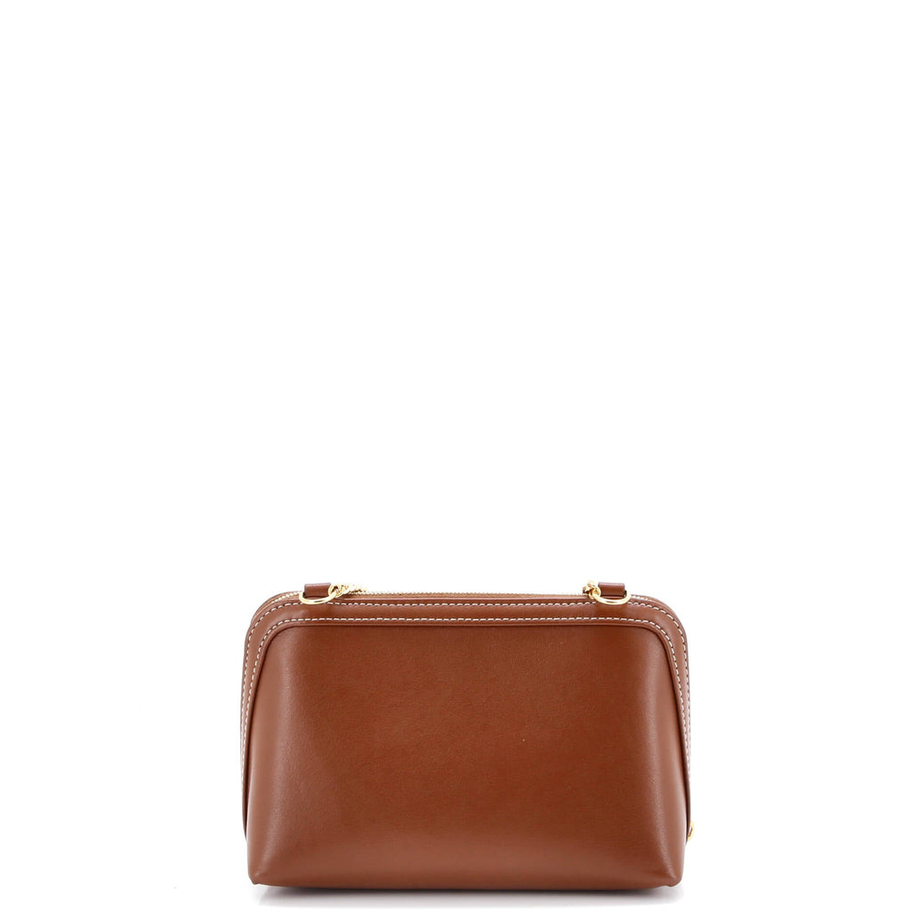 Cuir Triomphe Zip Around Chain Clutch Leather