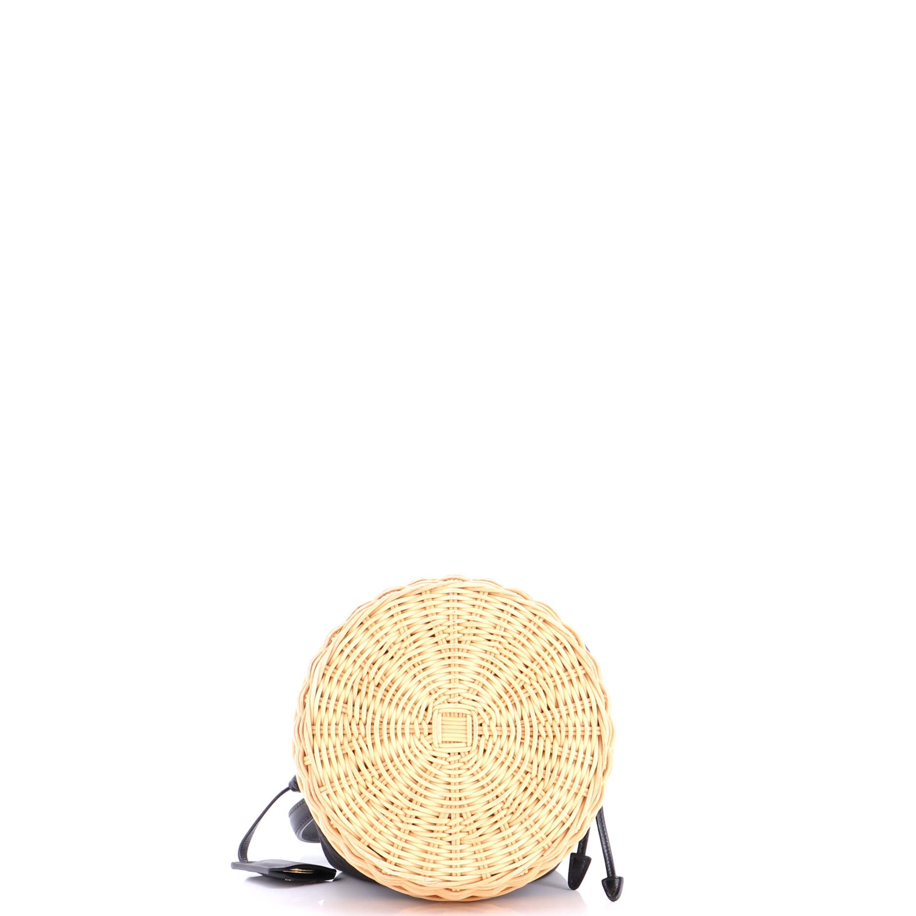 Drawstring Bucket Bag Canvas and Wicker Small