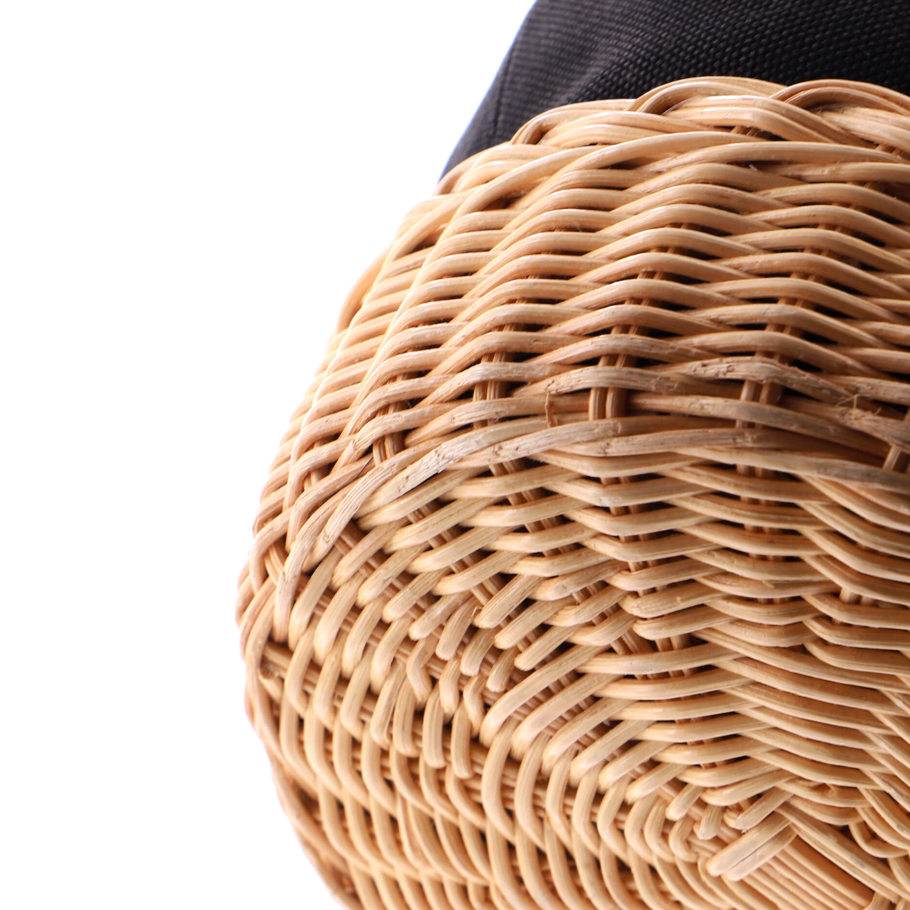 Drawstring Bucket Bag Canvas and Wicker Small