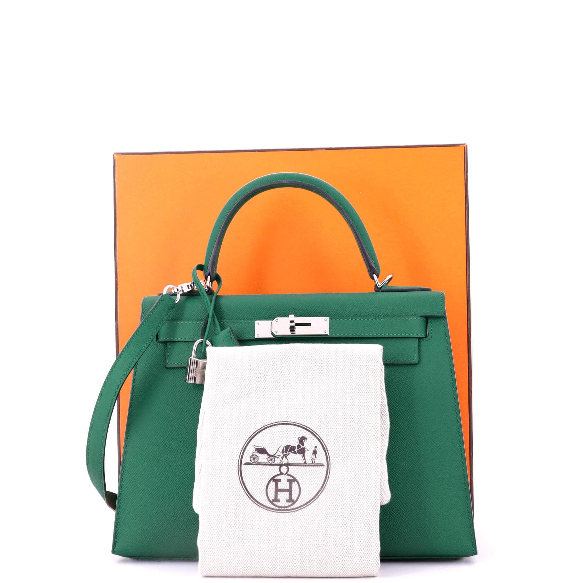 Kelly Handbag Vert Vertigo Epsom with Palladium Hardware 28