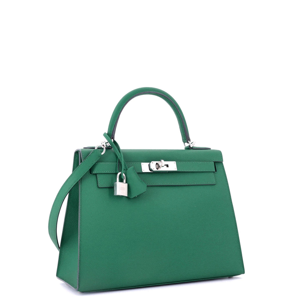 Kelly Handbag Vert Vertigo Epsom with Palladium Hardware 28