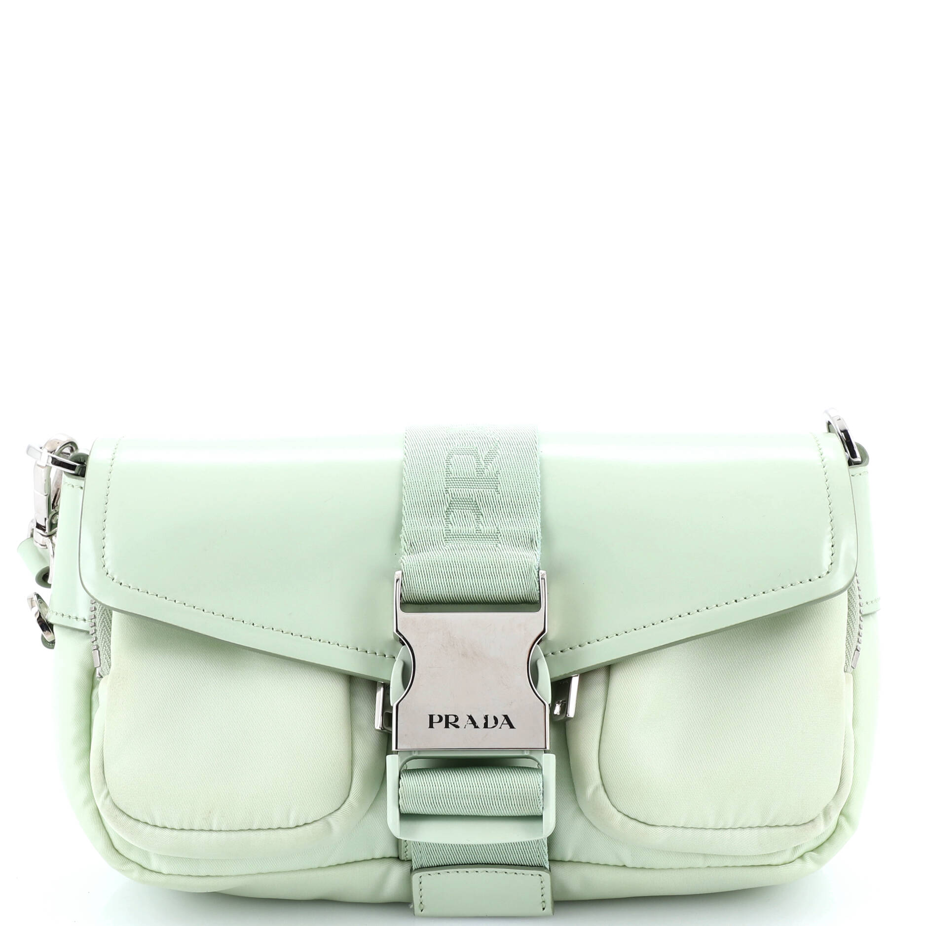 Buckle Pocket Crossbody Bag Spazzolato Leather and Tessuto