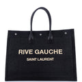 Rive Gauche Shopper Tote Raffia with Canvas Large
