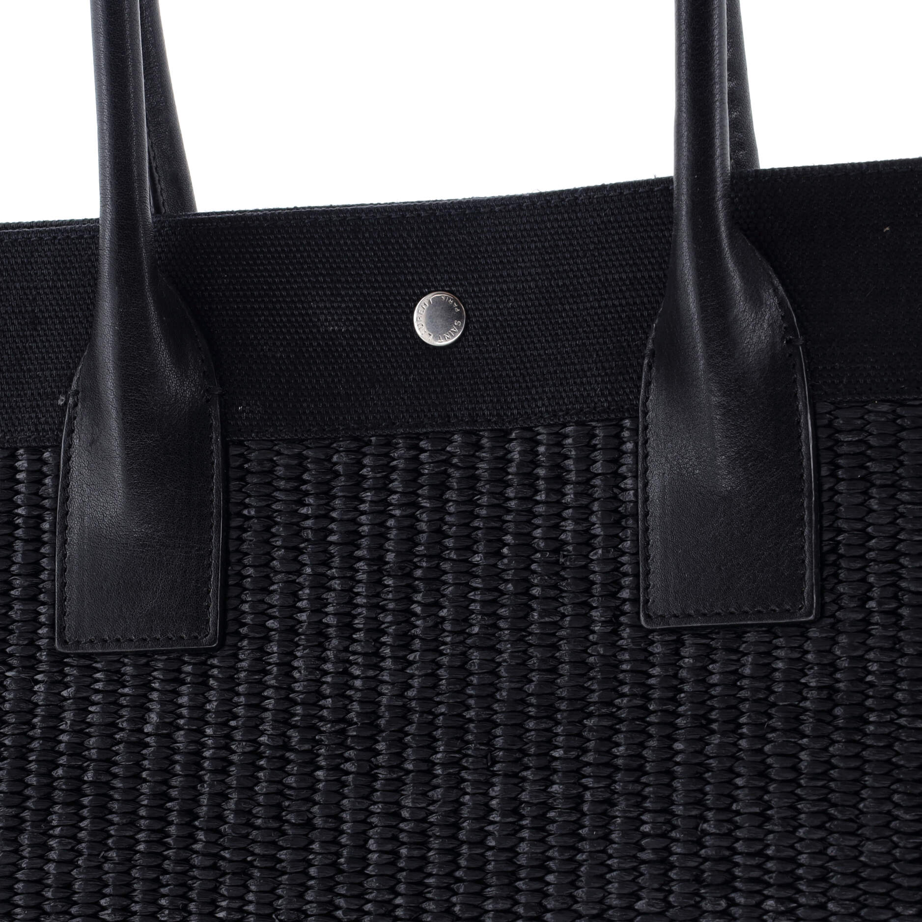 Rive Gauche Shopper Tote Raffia with Canvas Large