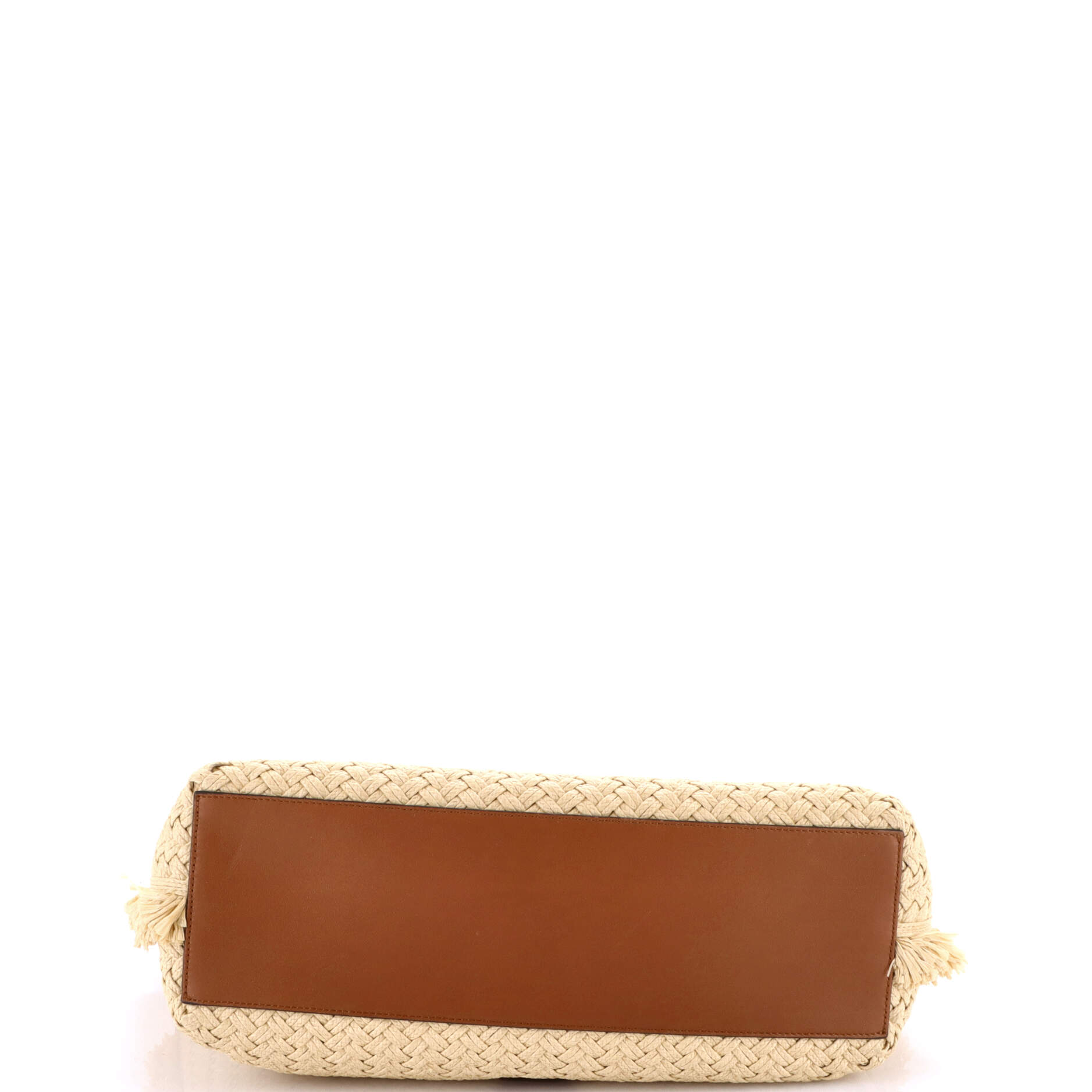 Rockstud Shopping Tote Raffia with Leather Large