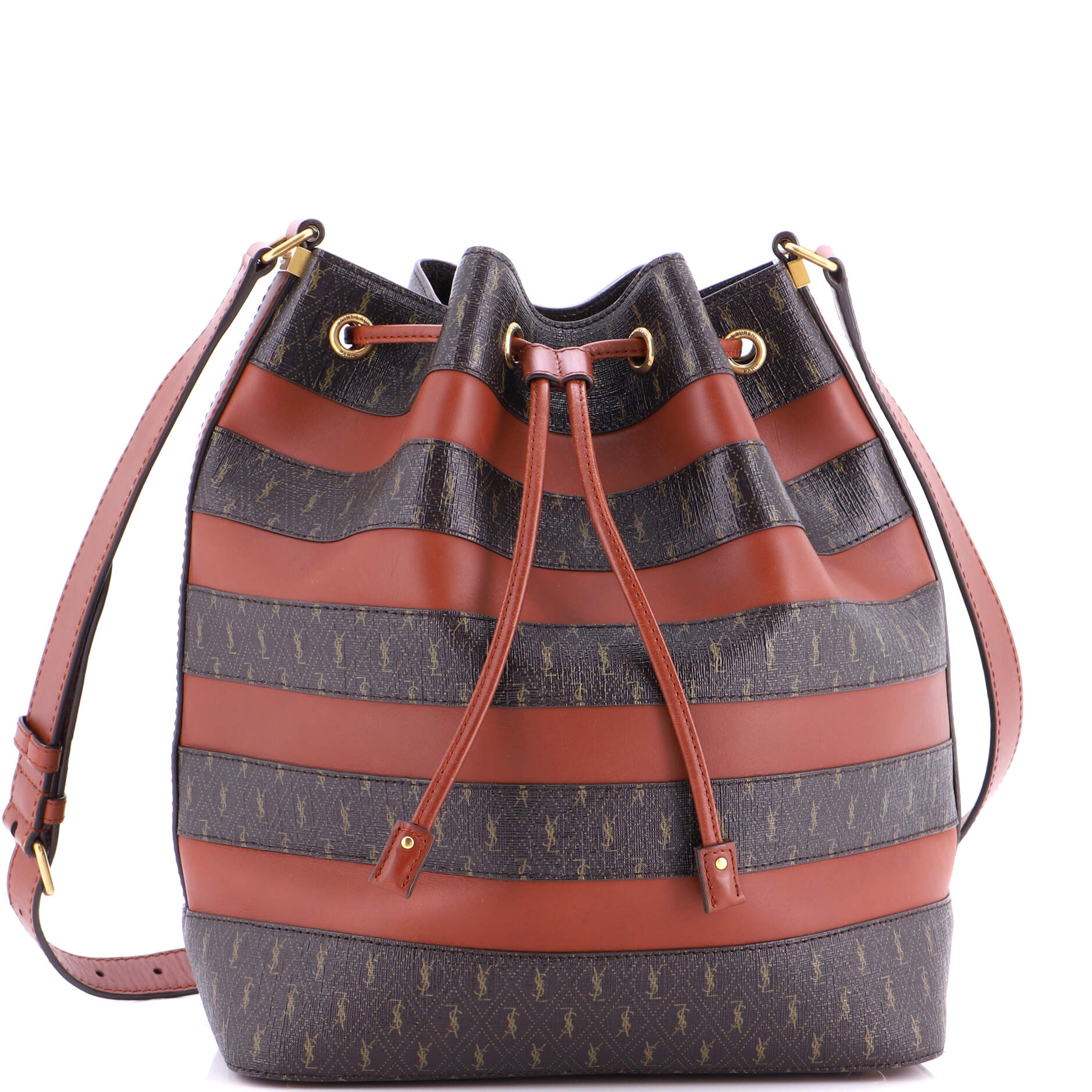 Le Monogramme Striped Bucket Bag Monogram All Over Coated Canvas and Leather