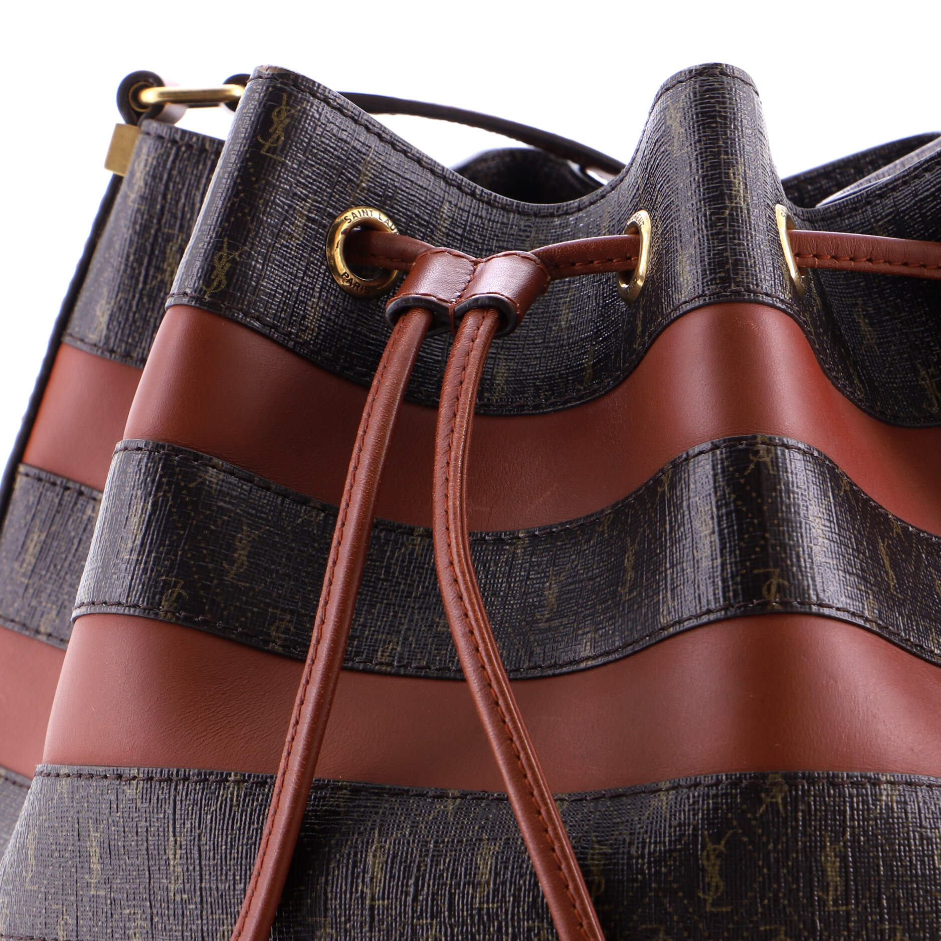 Le Monogramme Striped Bucket Bag Monogram All Over Coated Canvas and Leather