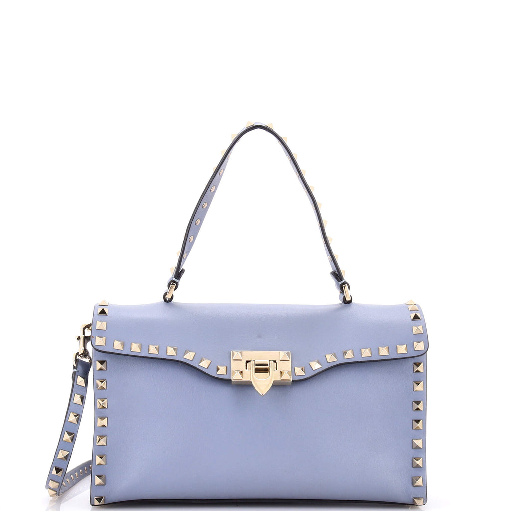 Rockstud Flip Lock Top Handle Bag Leather Small