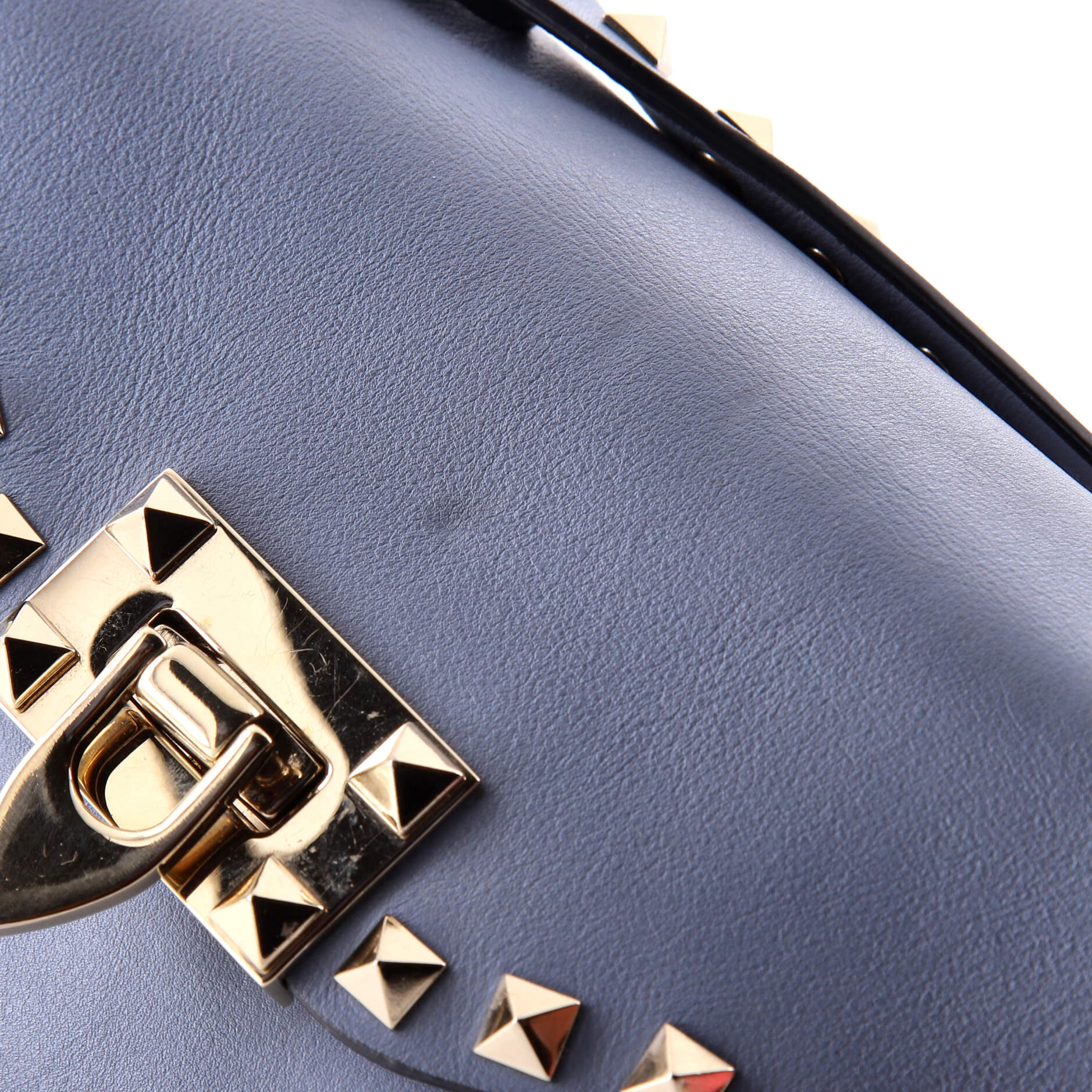 Rockstud Flip Lock Top Handle Bag Leather Small