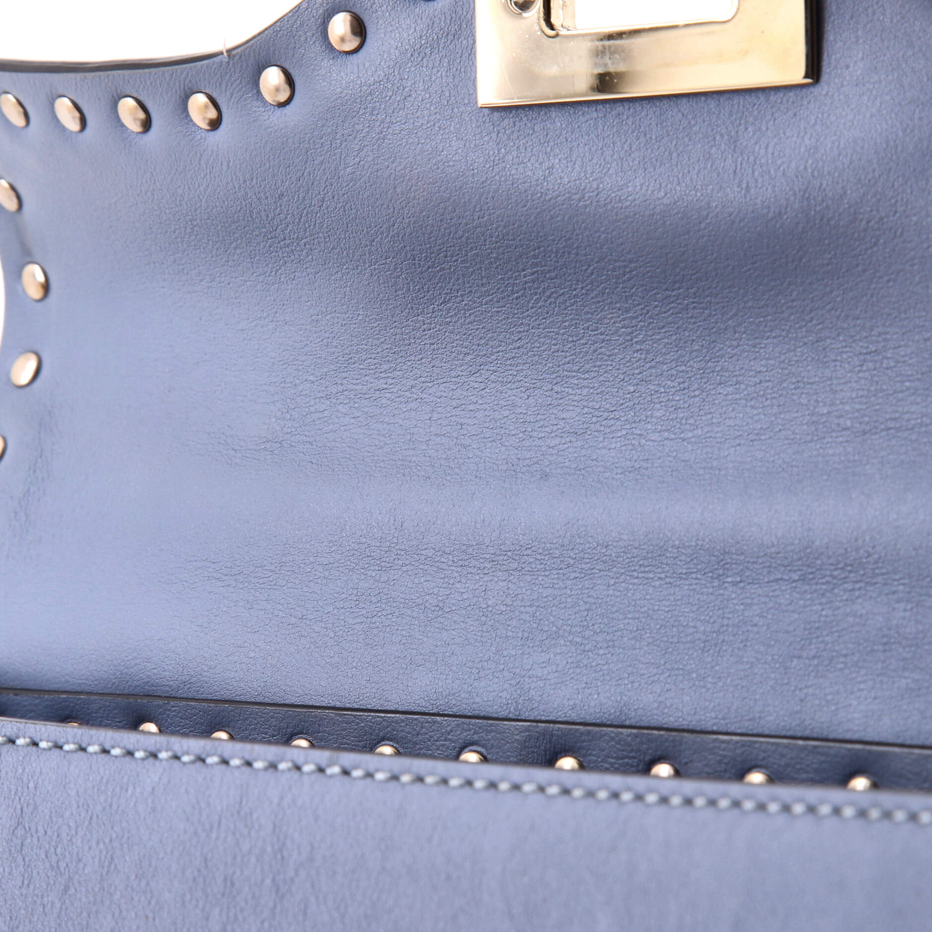 Rockstud Flip Lock Top Handle Bag Leather Small