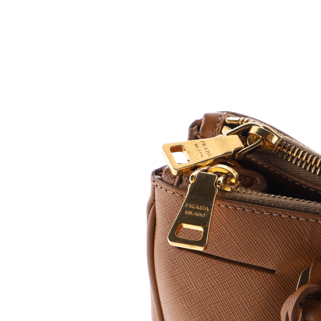 Double Zip Lux Tote Saffiano Leather Small