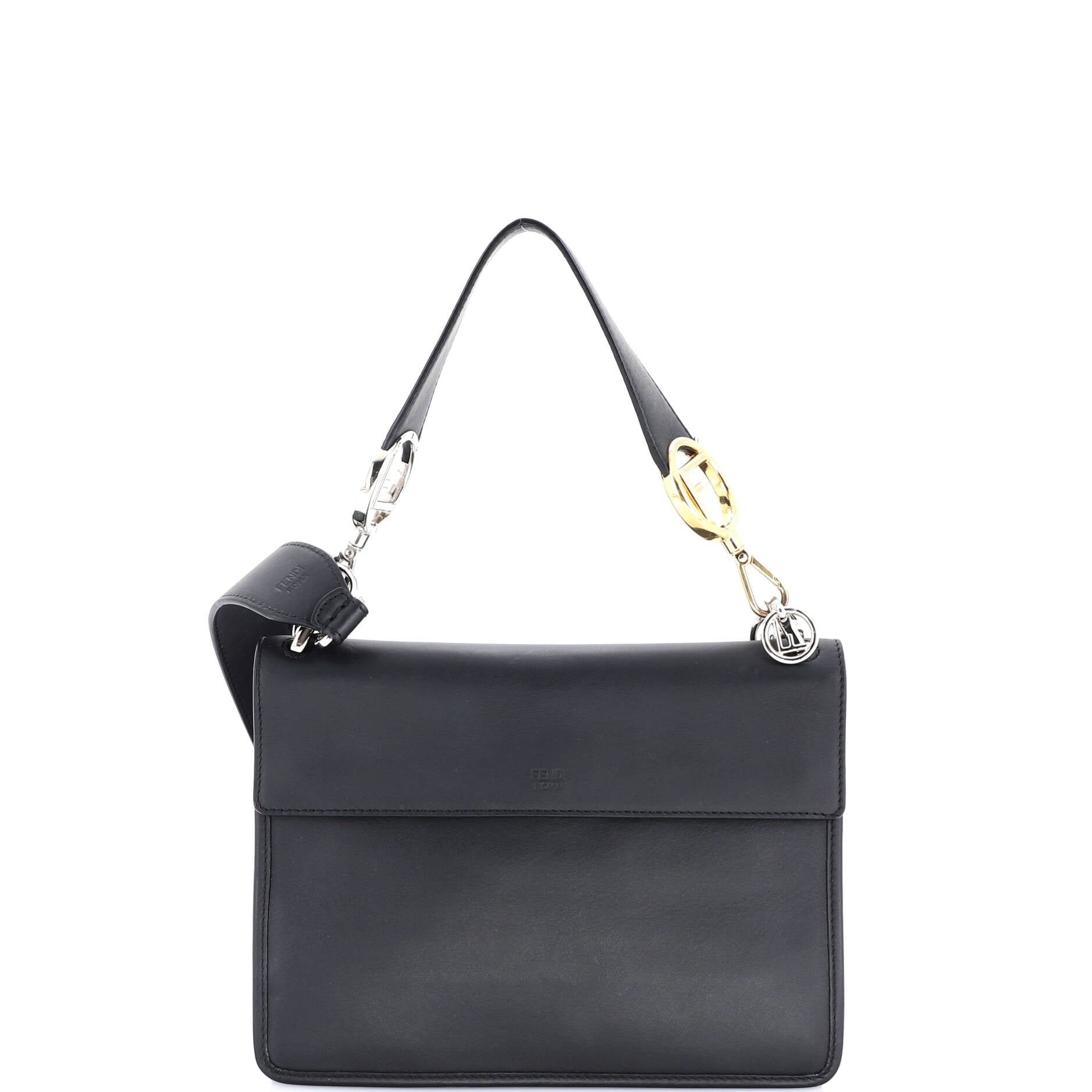 Kan I F Shoulder Bag Leather and Zucca Velvet Medium