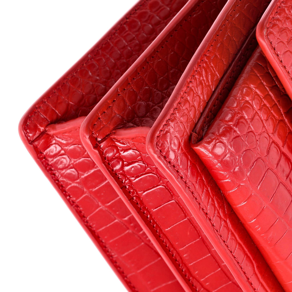 Sunset Crossbody Bag Crocodile Embossed Leather Medium