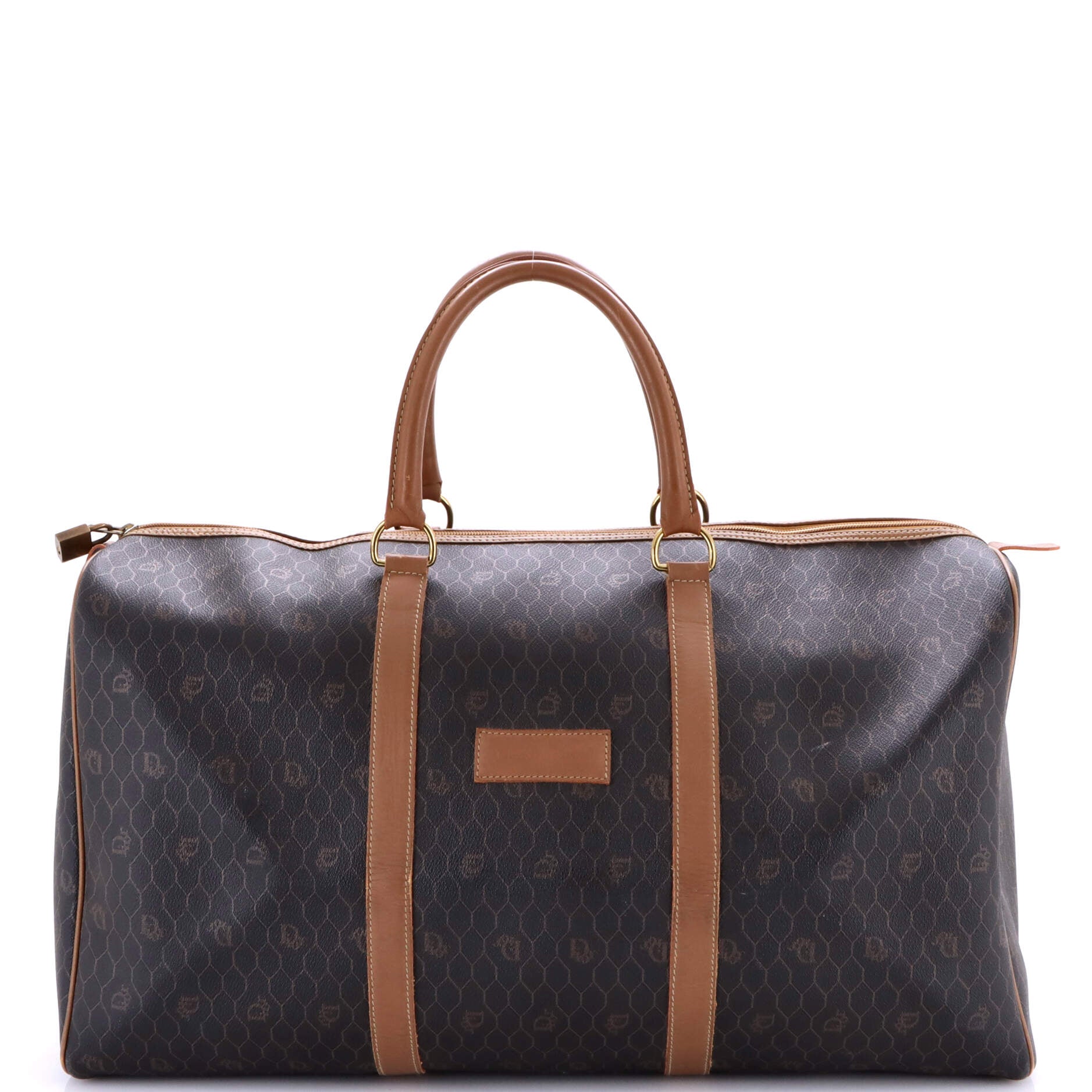 Vintage Duffle Bag Honeycomb Coated Canvas Large