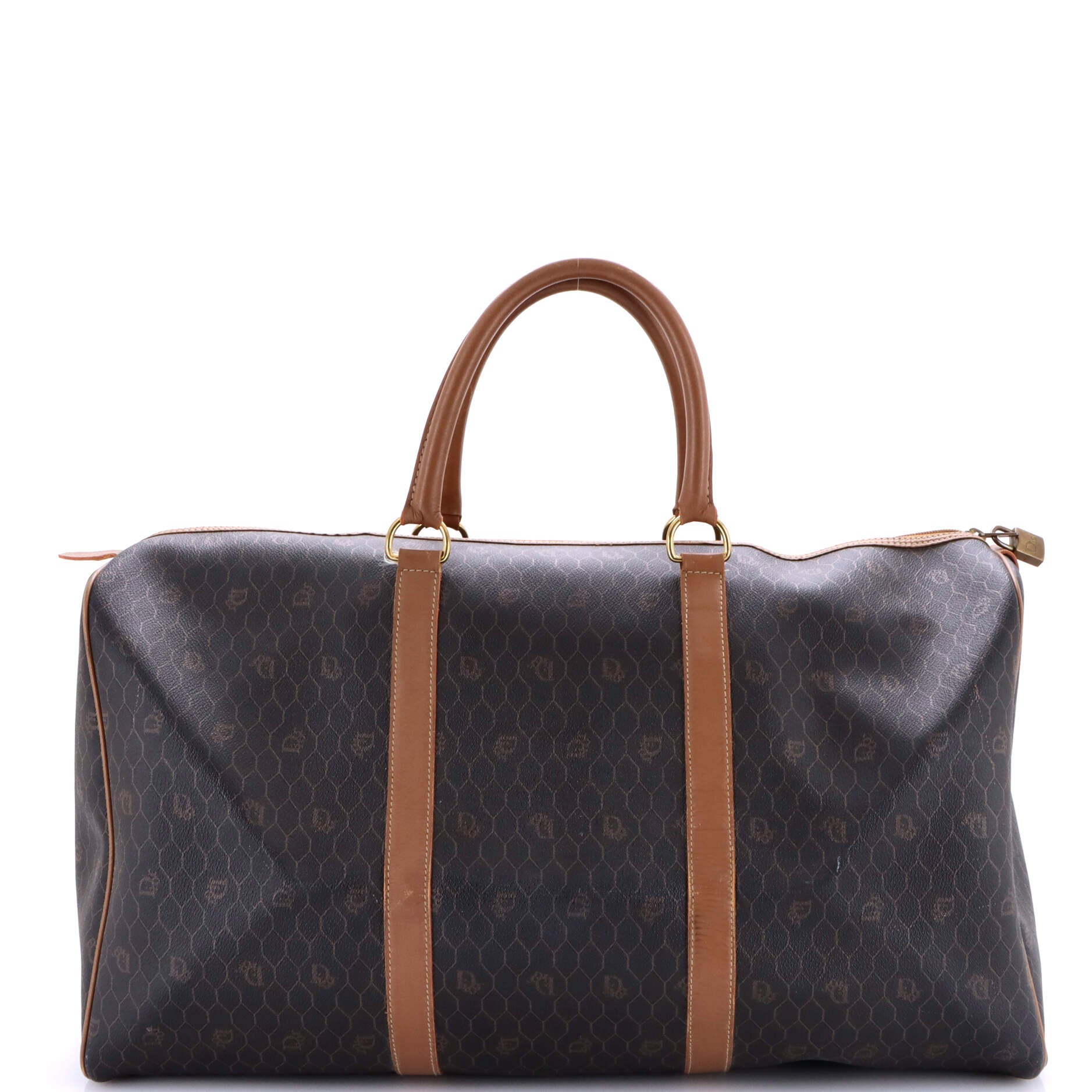 Vintage Duffle Bag Honeycomb Coated Canvas Large
