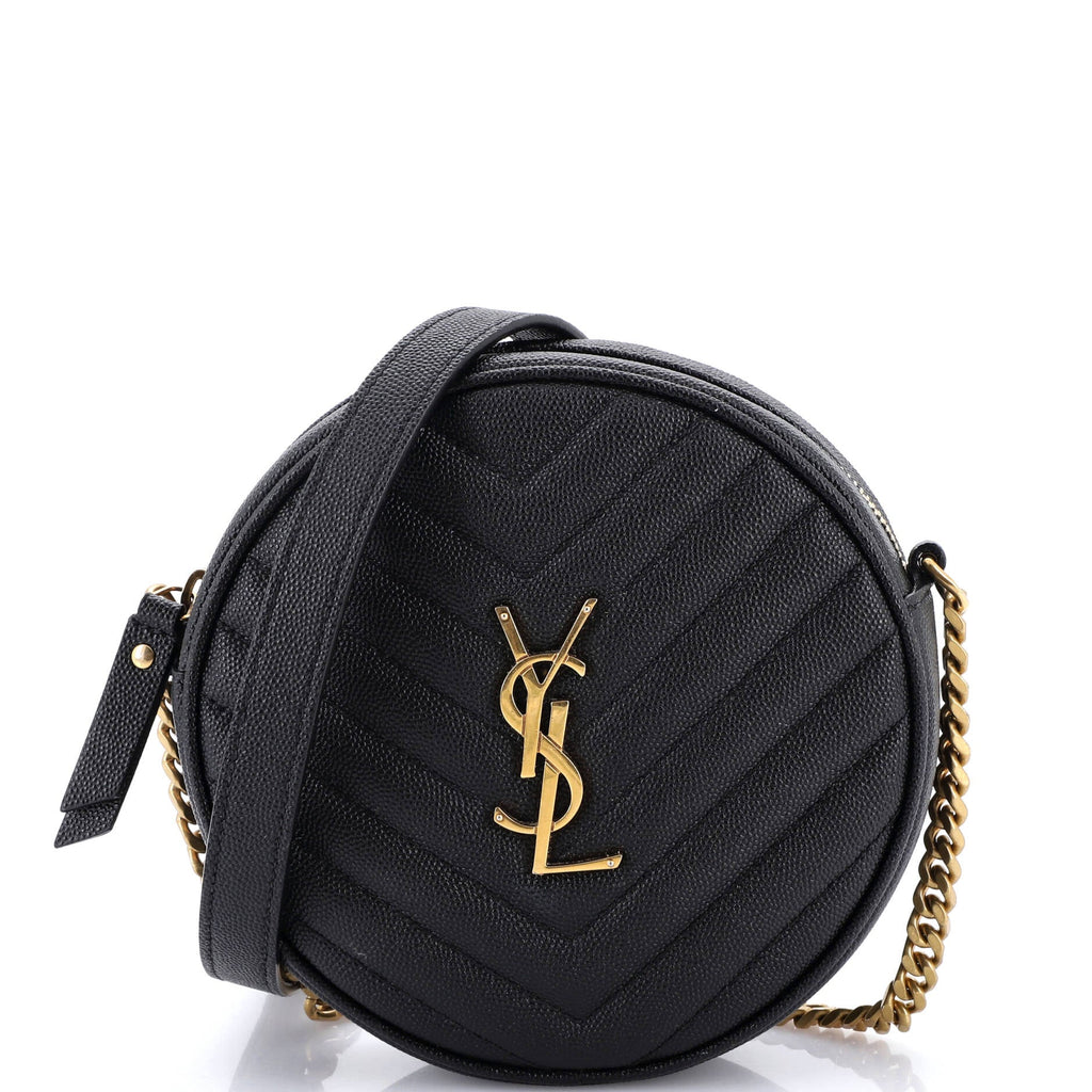 Vinyle Round Camera Bag Matelasse Chevron Leather
