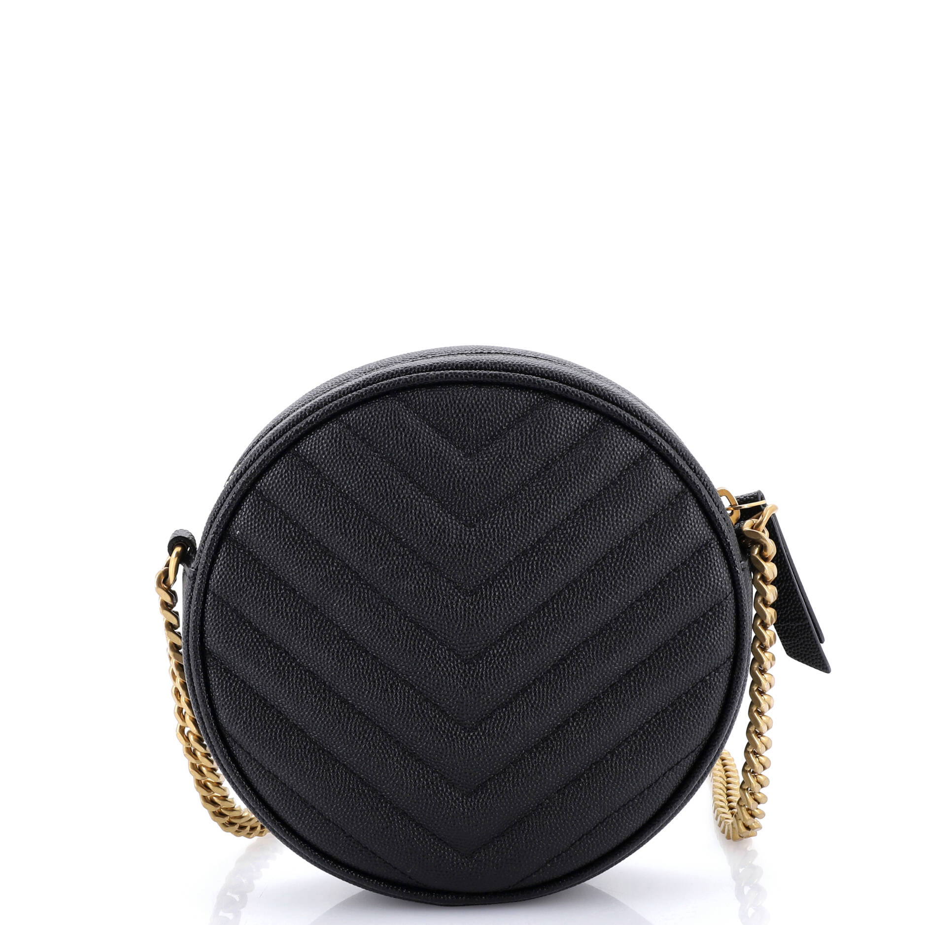 Vinyle Round Camera Bag Matelasse Chevron Leather