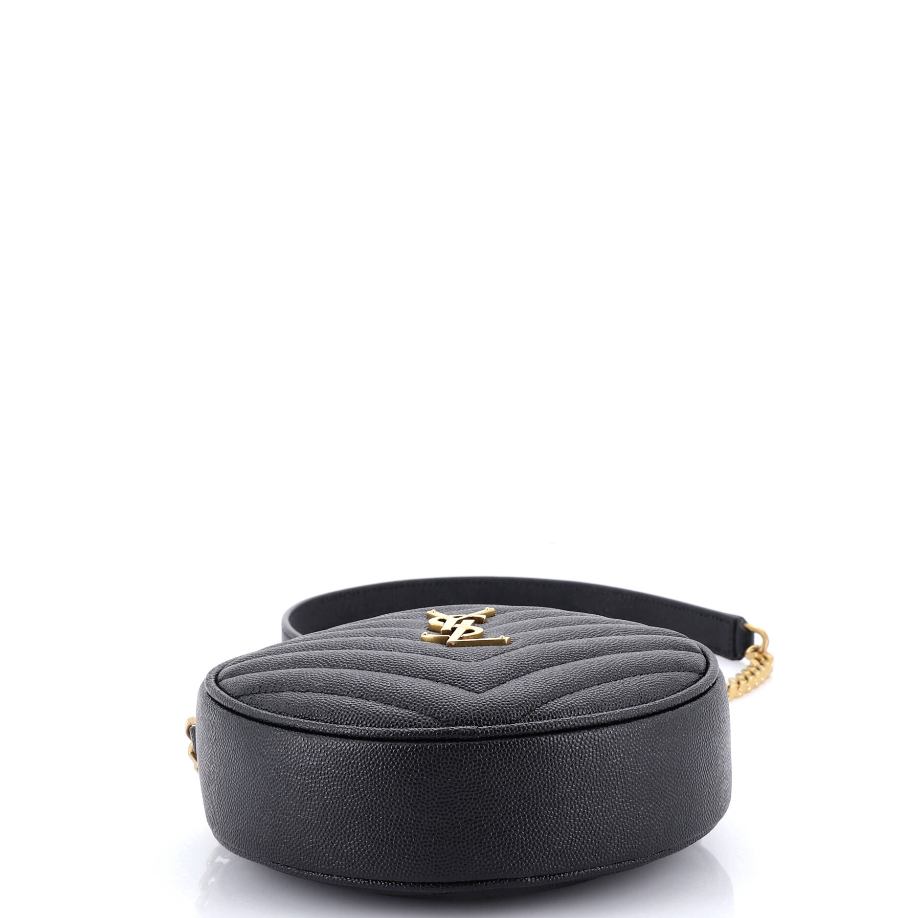 Vinyle Round Camera Bag Matelasse Chevron Leather
