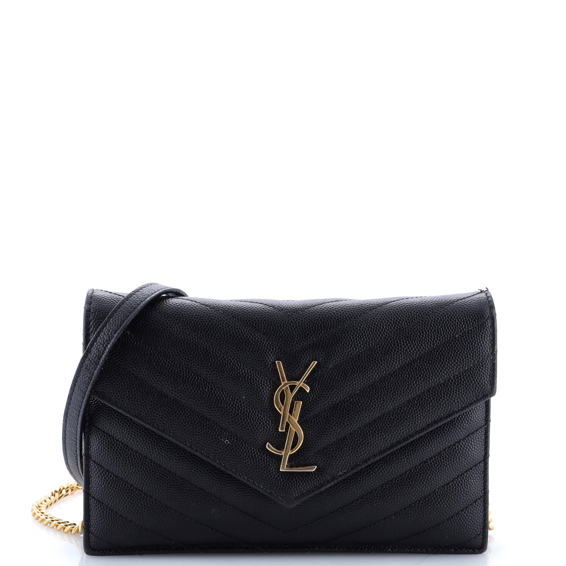 Classic Monogram Wallet on Chain Matelasse Chevron Leather Small