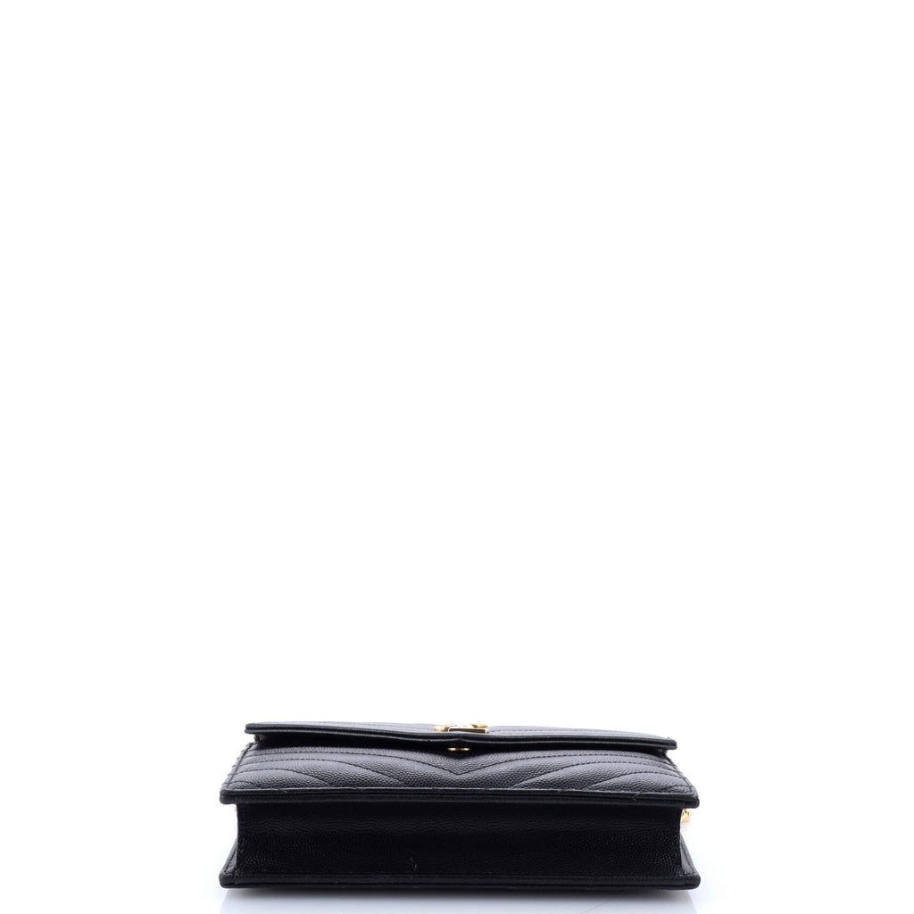 Classic Monogram Wallet on Chain Matelasse Chevron Leather Small
