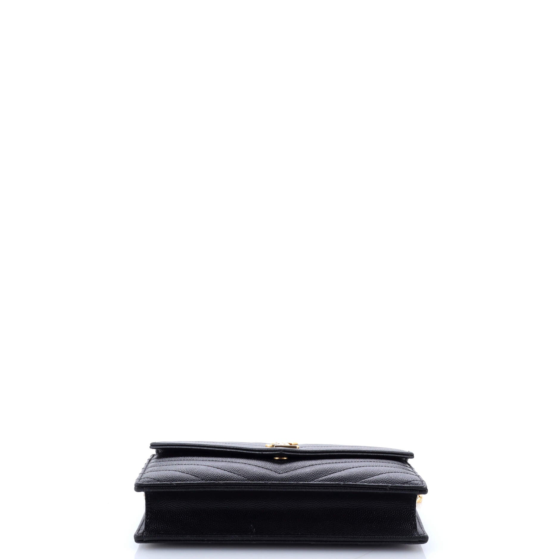 Classic Monogram Wallet on Chain Matelasse Chevron Leather Small
