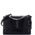 Sunset Crossbody Bag Crocodile Embossed Leather Large