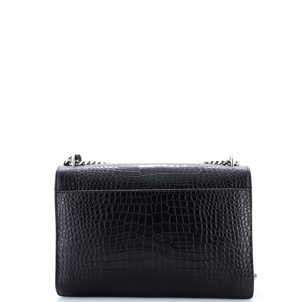Sunset Crossbody Bag Crocodile Embossed Leather Large