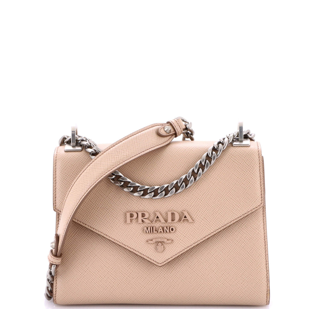 Monochrome Shoulder Bag Saffiano Leather Small