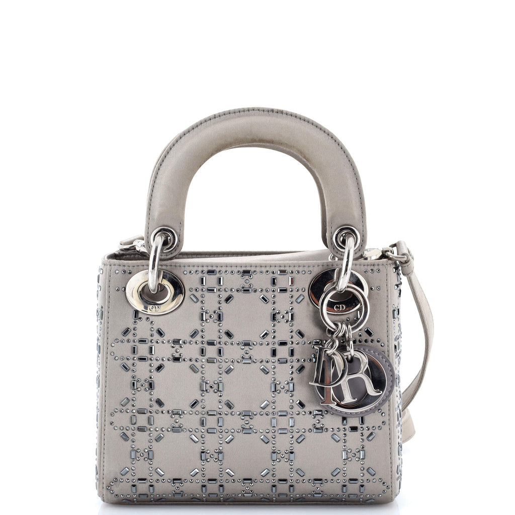 Lady Dior Bag Crystal Embellished Cannage Quilt Satin Mini