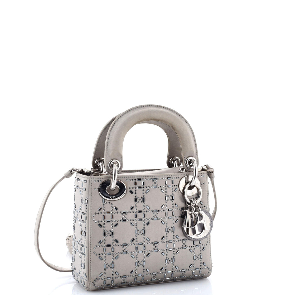 Lady Dior Bag Crystal Embellished Cannage Quilt Satin Mini