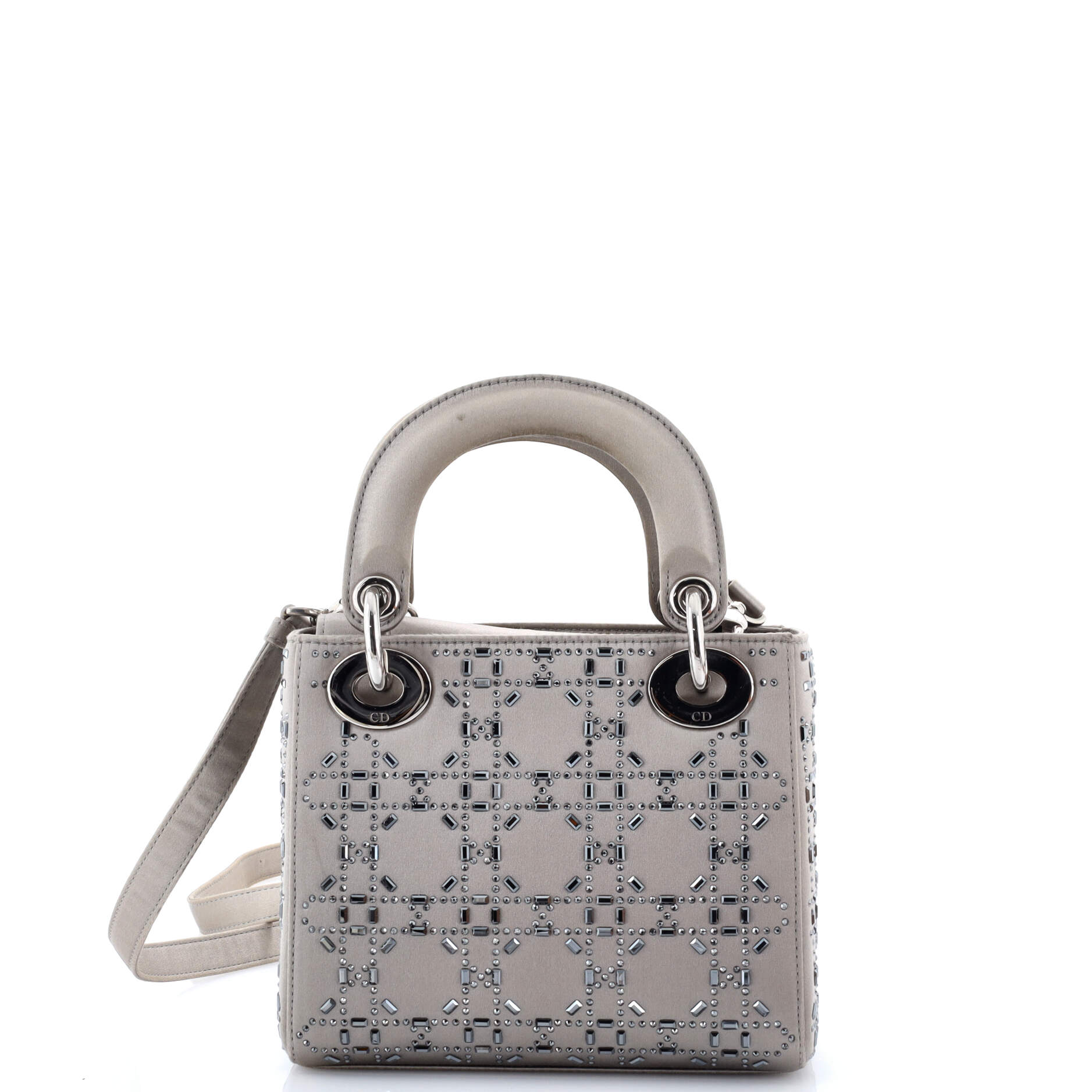 Lady Dior Bag Crystal Embellished Cannage Quilt Satin Mini