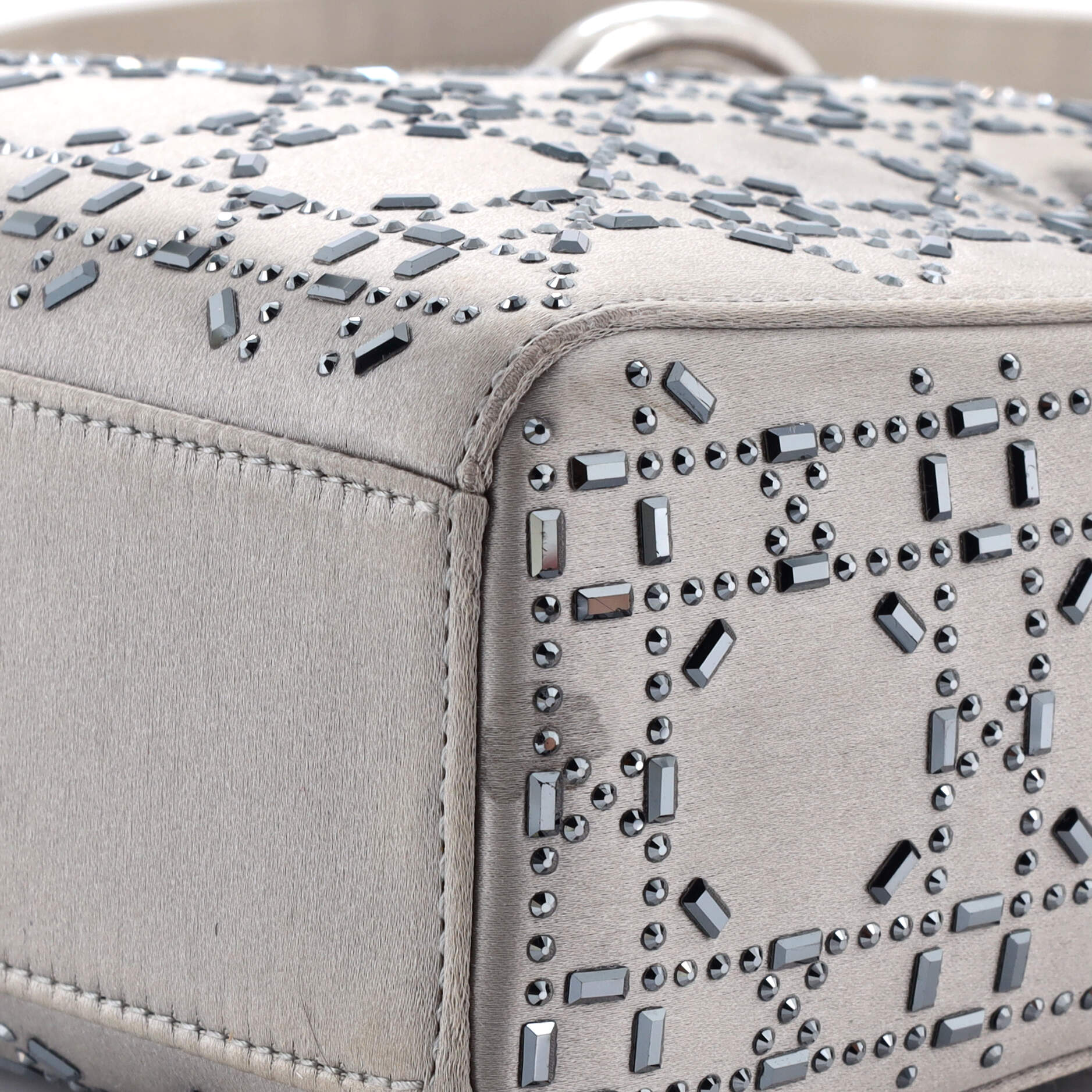 Lady Dior Bag Crystal Embellished Cannage Quilt Satin Mini