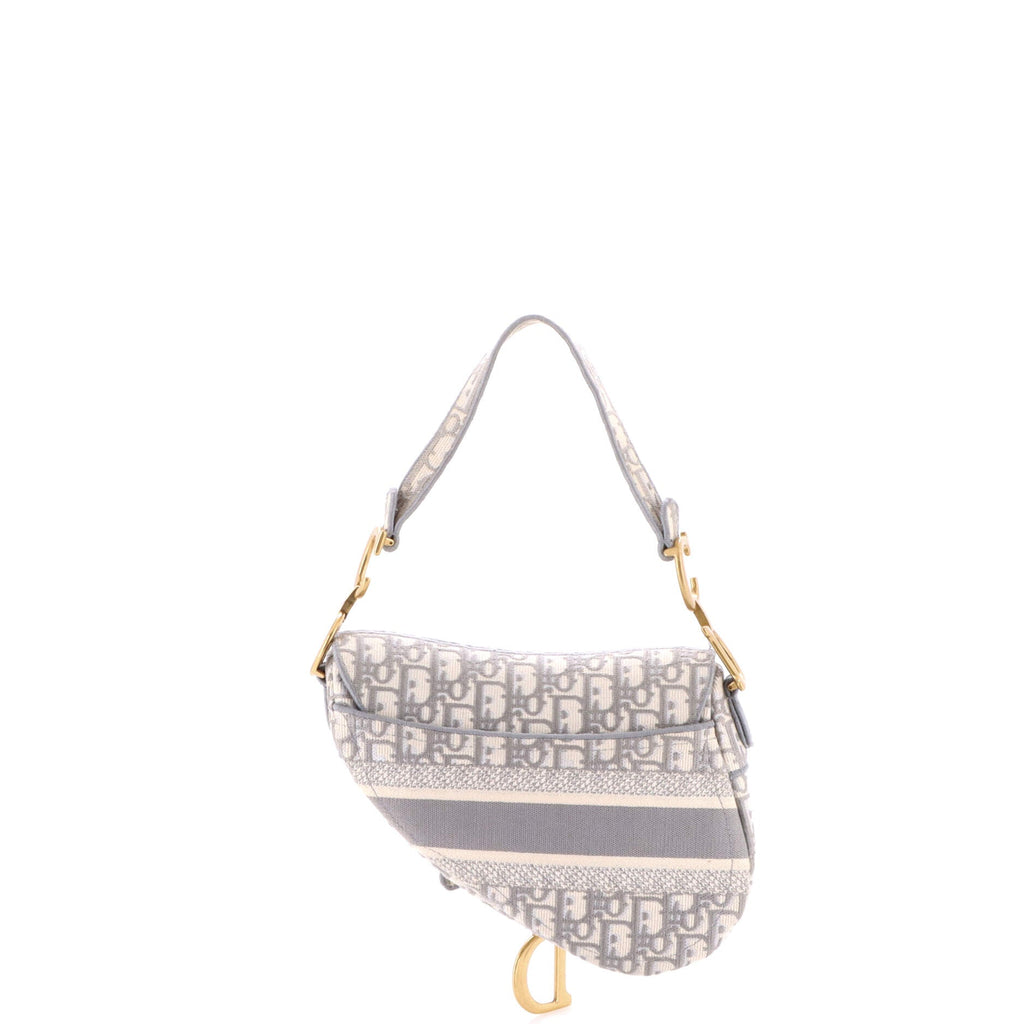 Saddle Handbag Logo Embroidered Oblique Canvas Medium
