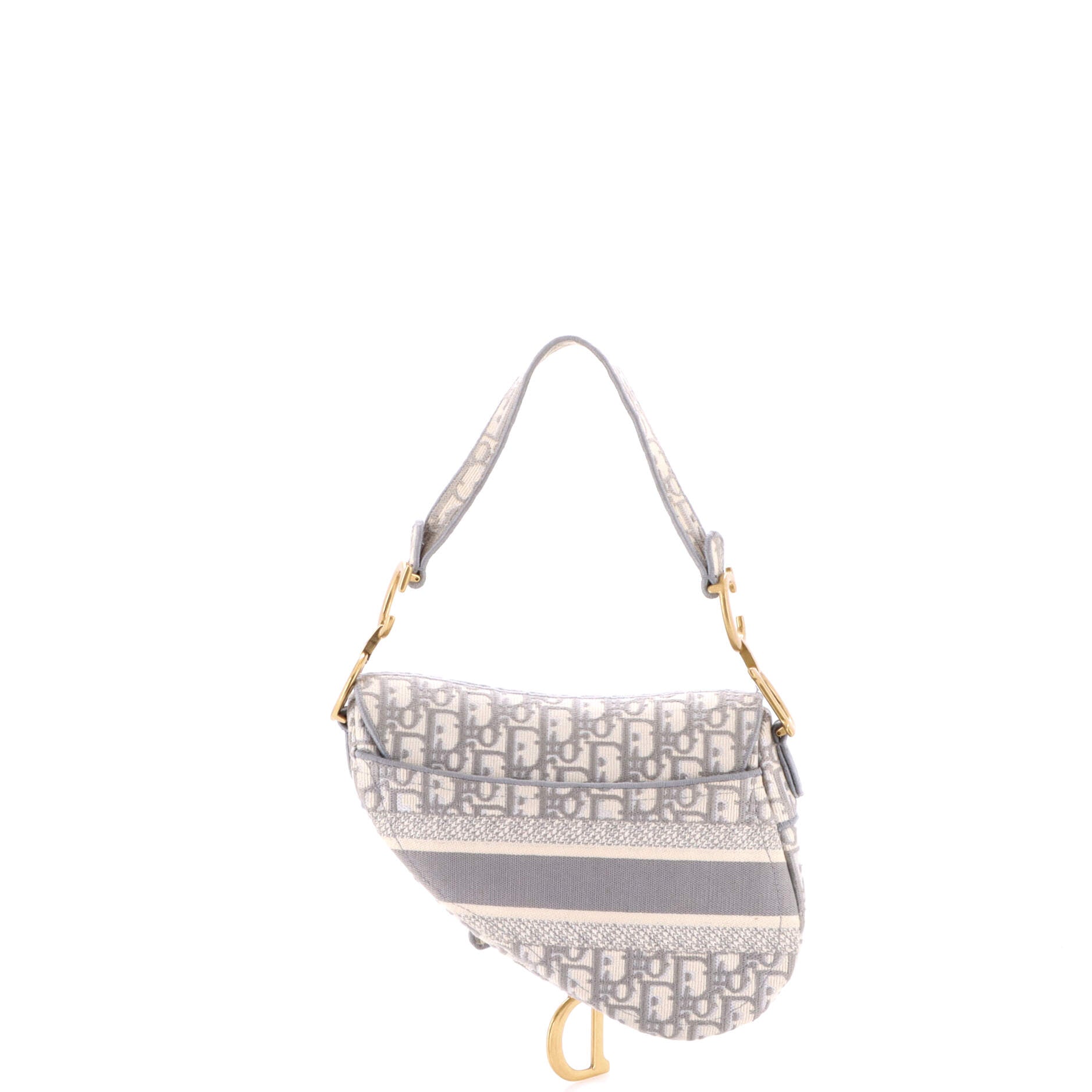Saddle Handbag Logo Embroidered Oblique Canvas Medium