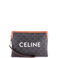 Logo Zip Wristlet Pouch Triomphe Coated Canvas Small