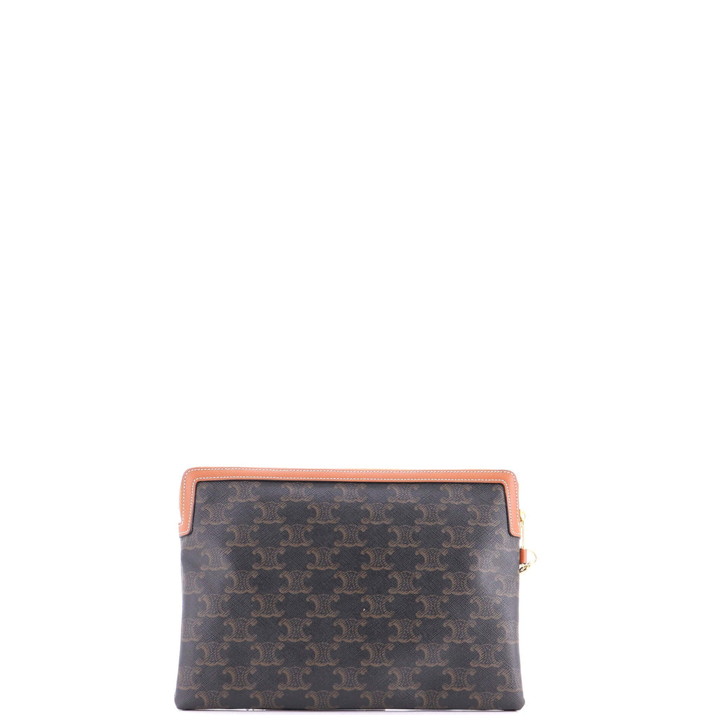 Logo Zip Wristlet Pouch Triomphe Coated Canvas Small