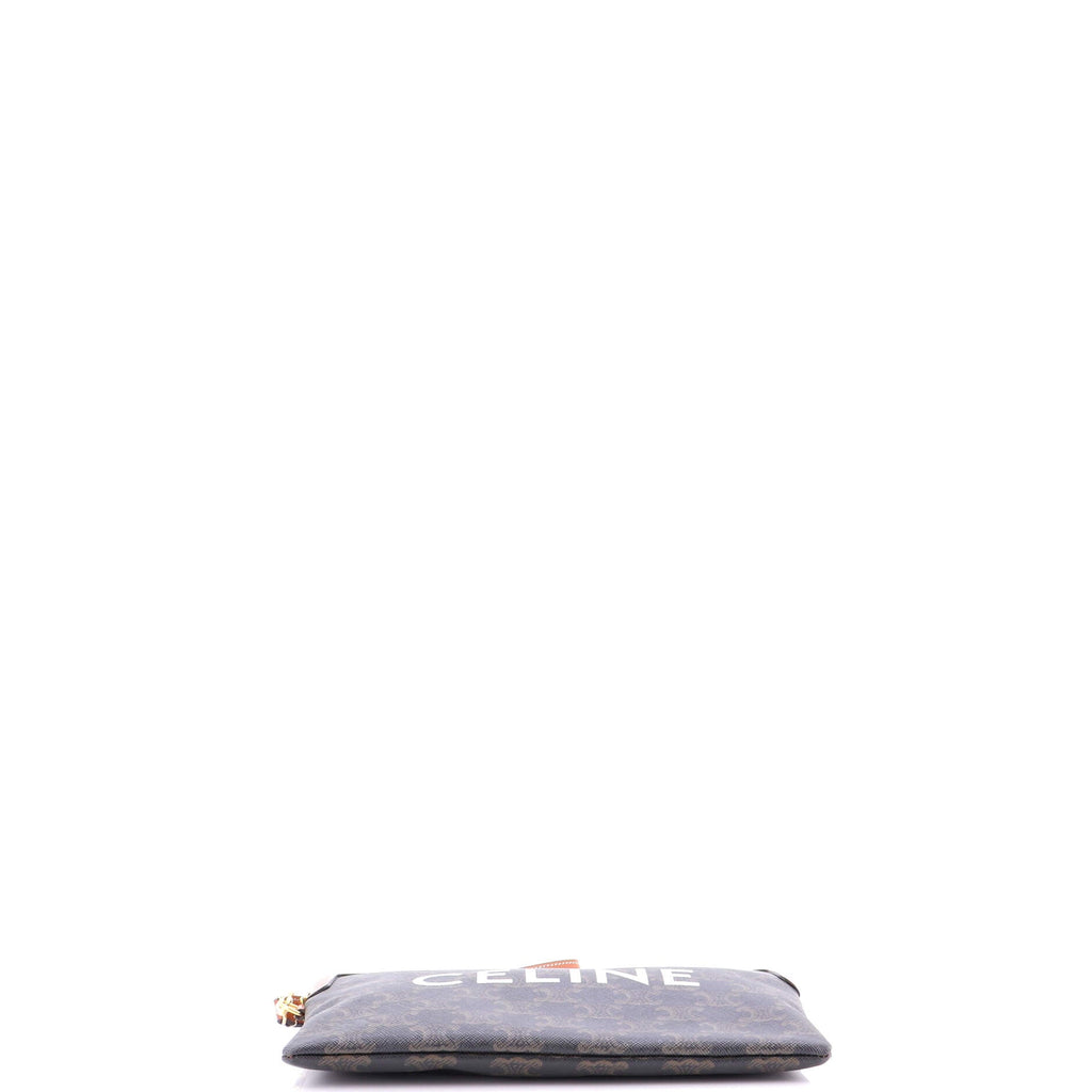 Logo Zip Wristlet Pouch Triomphe Coated Canvas Small