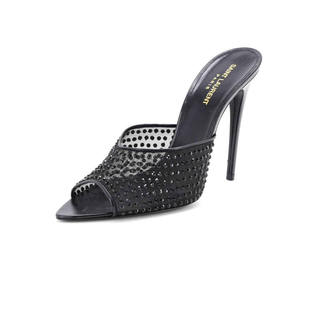 Women's Gippy Heeled Mules Leather and Mesh with Crystals 110