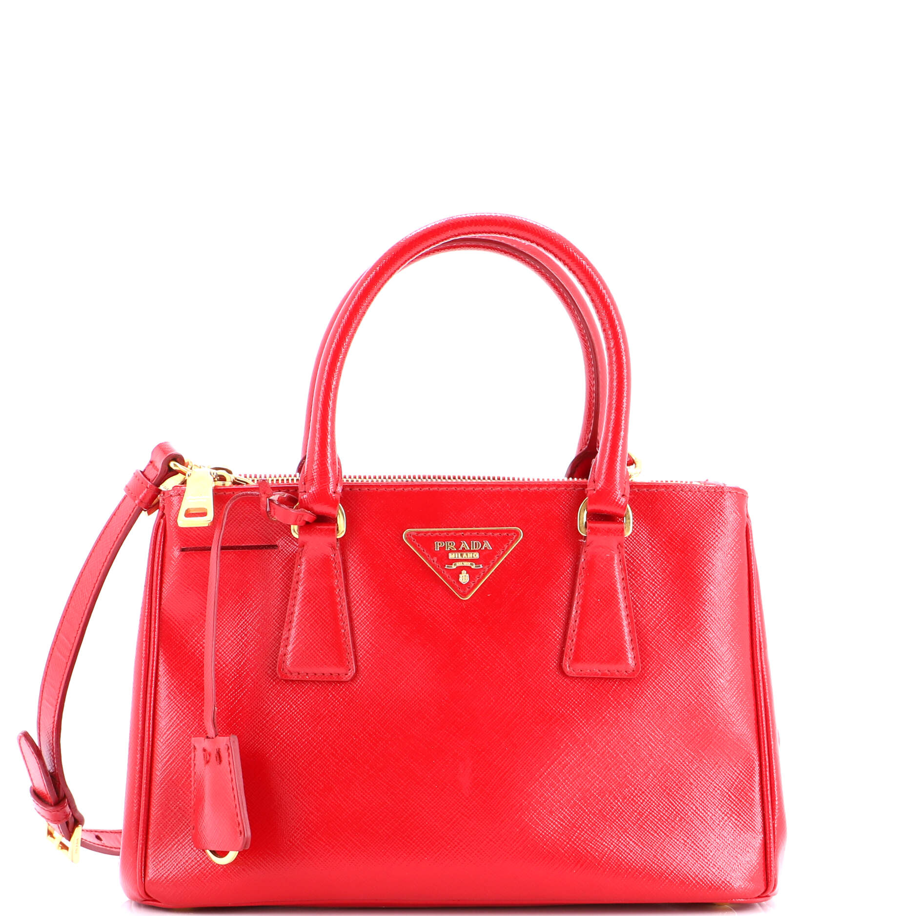 Double Zip Lux Tote Vernice Saffiano Leather Small