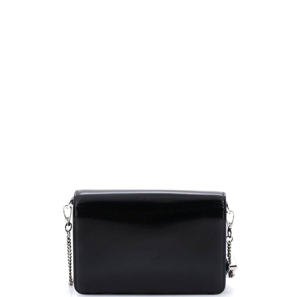 Maxi Triangle Logo Chain Flap Bag Brushed Leather Small