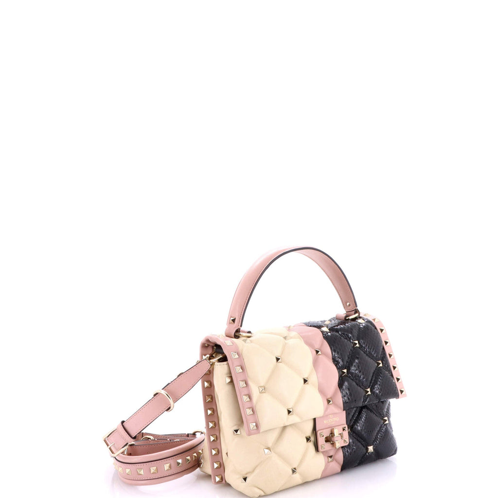Candystud Top Handle Bag Quilted Leather and Python Medium