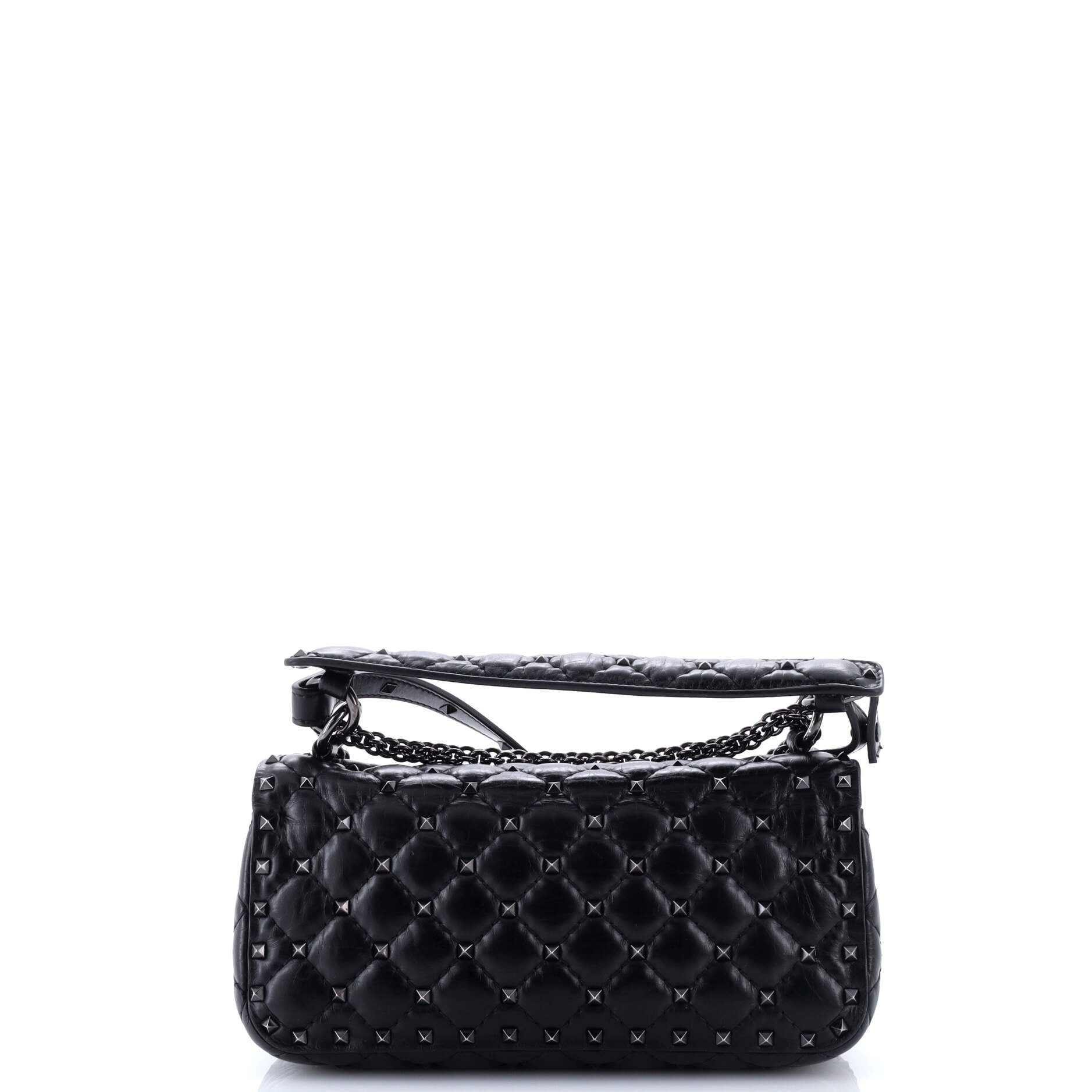Rockstud Spike Full Flap Shoulder Bag Quilted Leather Medium
