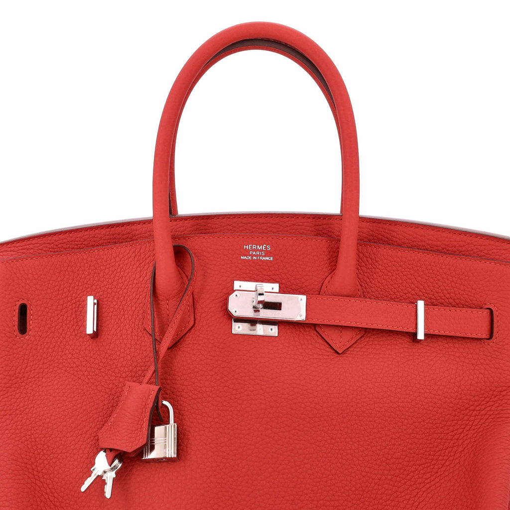 Birkin Handbag Rouge Pivoine Togo with Palladium Hardware 35