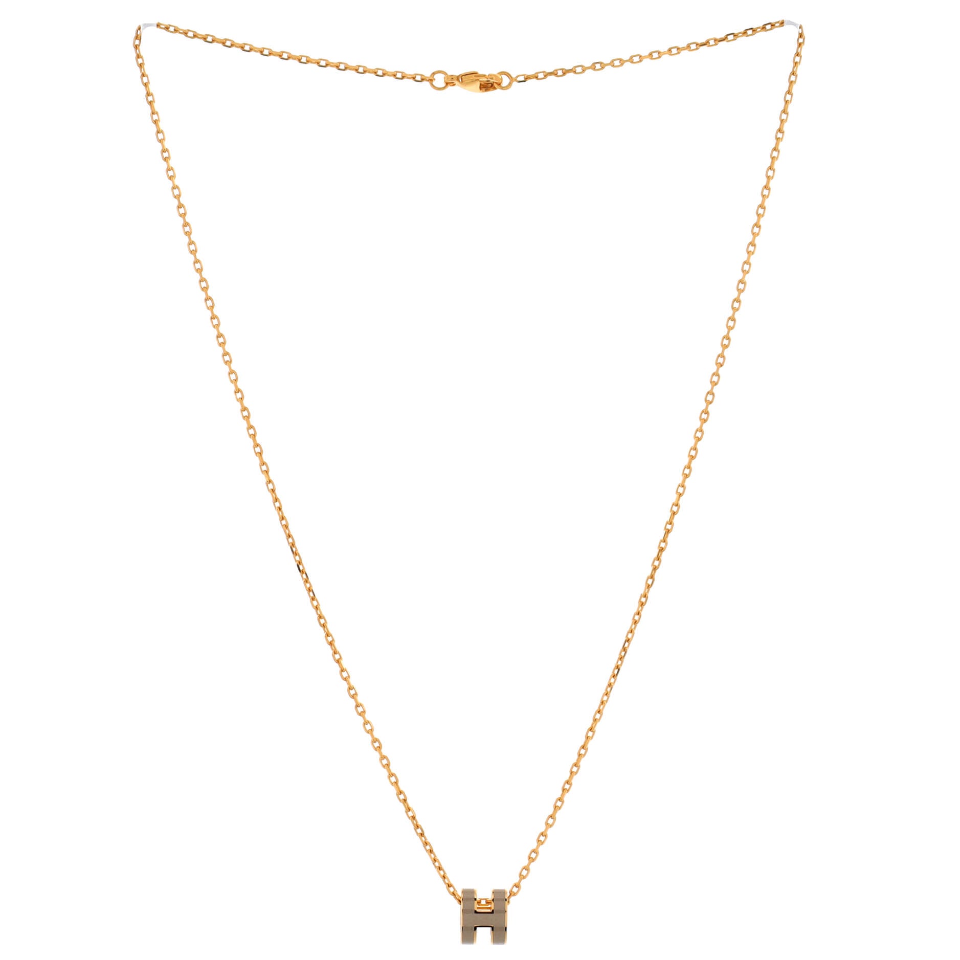 Pop H Pendant Chain Necklace Metal and Enamel Mini