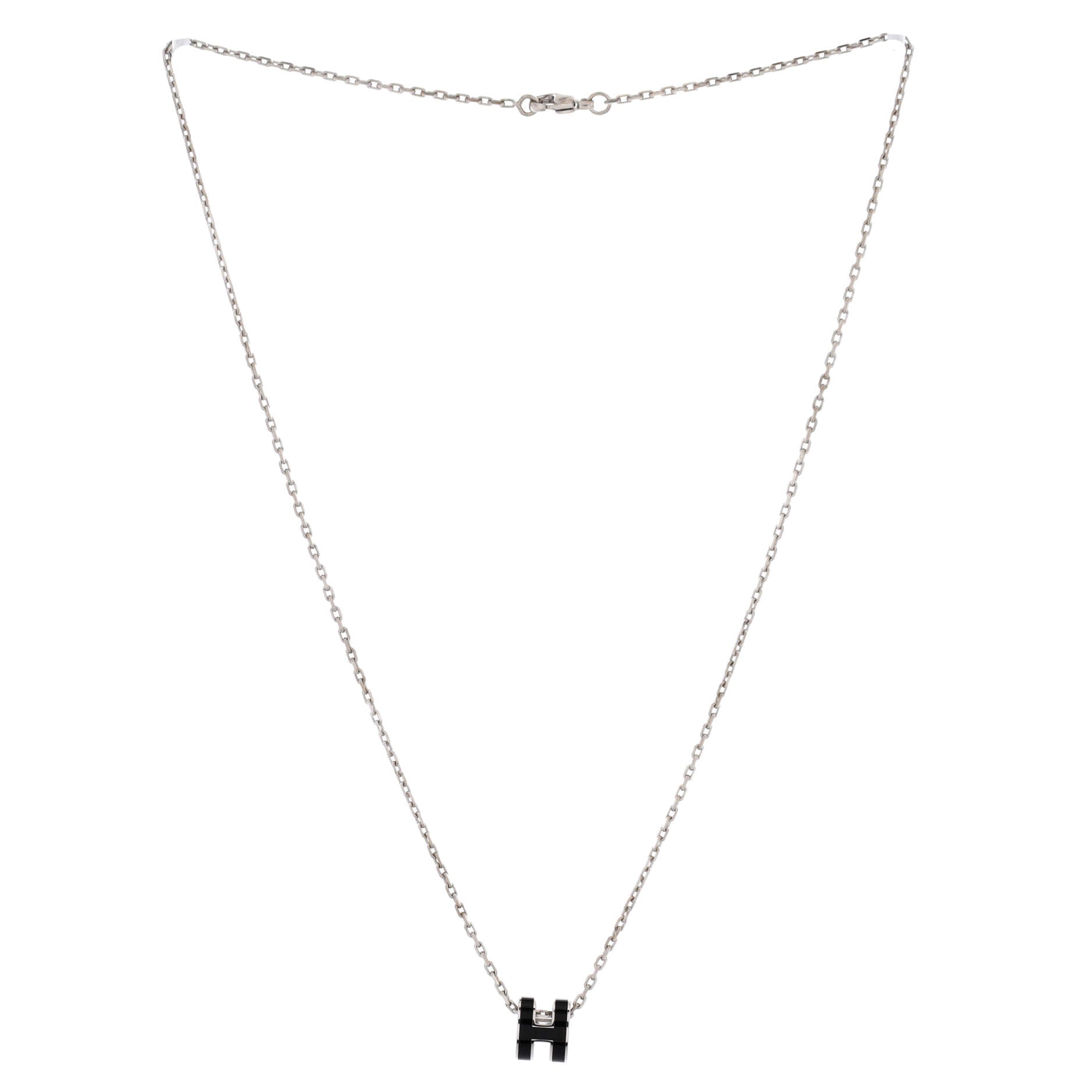 Pop H Pendant Chain Necklace Metal and Enamel Mini