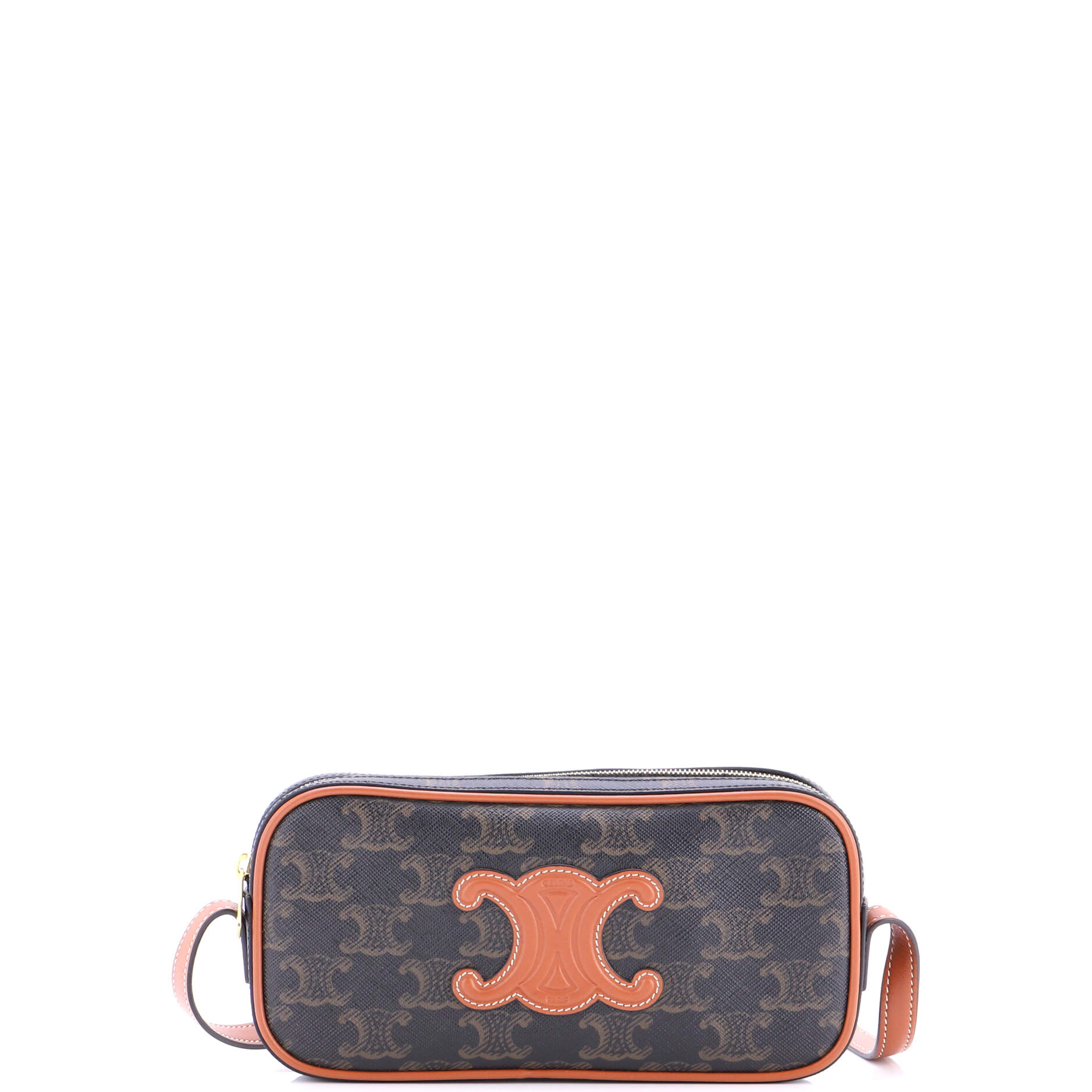 Cuir Triomphe Camera Shoulder Bag Triomphe Coated Canvas with Leather Small