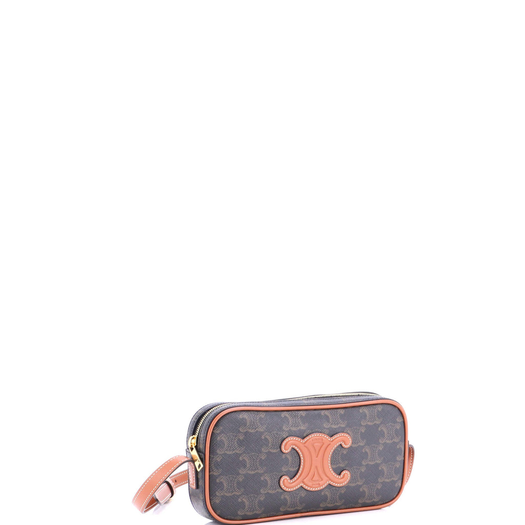 Cuir Triomphe Camera Shoulder Bag Triomphe Coated Canvas with Leather Small